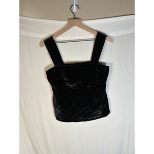 Pilcro S Black crushed Velvet Corset Bustier Crop Top Whimsigoth Anthropologie